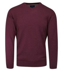 Sweter Burgundowy, Bordowy Melanżowy w Serek (V-neck), Klasyczny, Męski, Elegancki -Adriano Guinari. Czerwone swetry męskie Adriano Guinari, m, bez wzorów, z bawełny, biznesowe, bez kołnierzyka, bez ramiączek. Za 169.00 zł.