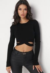 Czarny Dopasowany Sweter z Ozdobnym Krótszym Dołem Jamorsen. Czarne swetry nierozpinane damskie Born2be, bez wzorów, z jeansu, eleganckie, bez kołnierzyka, bez ramiączek. Za 139.99 zł.