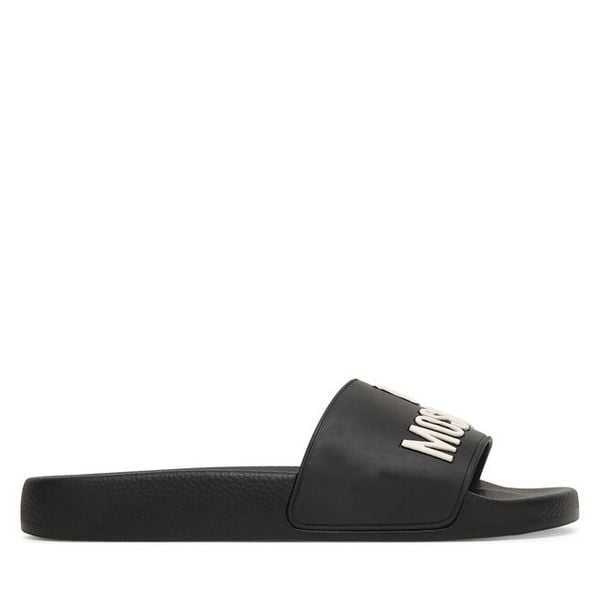 Klapki LOVE MOSCHINO. Czarne klapki damskie Love Moschino, bez wzorów, bez obcasa, bez zapięcia. Za 267.99 zł.