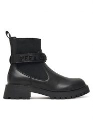 Pepe Jeans Botki Stacy Glow W PLS500026 Czarny. Czarne botki damskie Pepe Jeans, bez wzorów, z jeansu, bez obcasa, na płaskiej podeszwie, bez zapięcia. Za 499.99 zł.