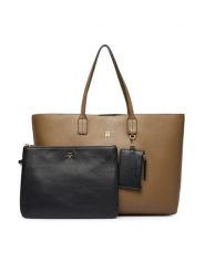 Tommy Hilfiger Torebka Th Icon Tote AW0AW18173 Brązowy. Brązowe shopperki damskie Tommy Hilfiger, bez wzorów, ze skóry, bez dodatków. Za 649.99 zł.