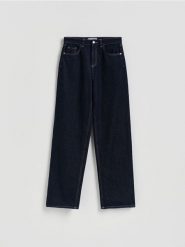 Jeansy regular - granatowy. Niebieskie jeansy damskie Reserved, bez wzorów, z bawełny. Za 139.99 zł.