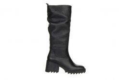 Kozaki Bayla-200 155 F-3481 01 200027, Czarny, Skóra naturalna - 36. Czarne kozaki damskie Bayla, na jesień, bez wzorów, z gumy, przed kolano, bez obcasa, bez zapięcia. W wyprzedaży za 359.10 zł.