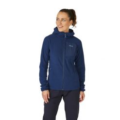 Bluza z kapturem damska Rab Tecton Hoody z kapturem. Niebieskie bluzy damskie RAB, bez wzorów, bez ramiączek, z kapturem. Za 314.99 zł.