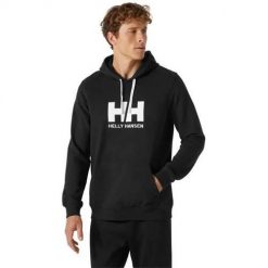 Bluza sportowa męska Helly Hansen Logo. Czarne bluzy sportowe męskie Helly Hansen, l, bez wzorów, z kapturem. W wyprzedaży za 354.10 zł.
