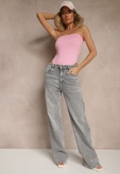 Szare Jeansy High Waist z Szeroką Nogawką Dorzeri. Szare jeansy damskie Renee, bez wzorów, z jeansu, eleganckie, z podwyższonym stanem. Za 119.99 zł.