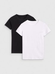 4F T-shirt slim gładki damski (2-pack) - biały XXL. Białe t-shirty damskie 4F, xs, bez wzorów, z bawełny, klasyczne, bez kołnierzyka, bez ramiączek. W wyprzedaży za 59.99 zł.