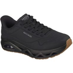 Buty sportowe męskie Skechers Uno Glide step Glide On Air. Czarne buty sportowe męskie Skechers, bez wzorów, ze skóry ekologicznej, bez zapięcia, na fitness i siłownię. Za 690.00 zł.