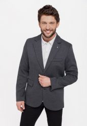 Marynarka casual JB-ANTON. Szare marynarki męskie Volcano, l, bez wzorów, z dzianiny, casualowe, bez kołnierzyka, bez ramiączek. Za 329.99 zł.