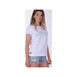 Lazy Star White T-shirt. Białe t-shirty damskie Kingsize, l, bez wzorów, retro, bez kołnierzyka, bez ramiączek. Za 44.85 zł.
