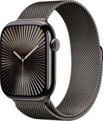 Smartwatch Apple Watch 10 GPS + Cellular 46mm Slate Titanium Milanese Loop M/L Czarny (MWYW3QF/A). Czarne zegarki smartwatch Apple, bez wzorów. Za 3,572.58 zł.