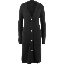 Długi sweter rozpinany, długi rękaw bonprix czarny. Czarne kardigany damskie bonprix, bez wzorów, bez kołnierzyka. Za 99.99 zł.