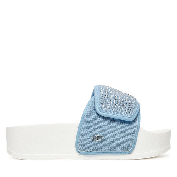 Klapki Liu Jo. Niebieskie klapki damskie Liu Jo, bez wzorów, bez obcasa, bez zapięcia. Za 329.99 zł.