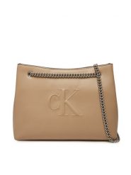 Calvin Klein Jeans Torebka Sculpted Chain Shoulder Bag LV04K3163G Beżowy. Brązowe torebki do ręki damskie Calvin Klein Jeans, bez wzorów, z jeansu, bez dodatków. Za 269.99 zł.
