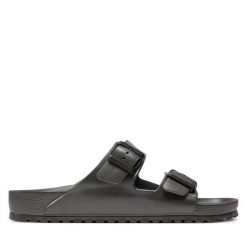 Klapki Birkenstock. Szare klapki męskie Birkenstock, bez wzorów, bez zapięcia. Za 169.99 zł.