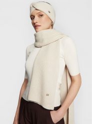 Calvin Klein Szalik Re-Lock K60K610415 Beżowy. Brązowe rękawiczki damskie Calvin Klein, bez wzorów, z materiału. Za 599.99 zł.