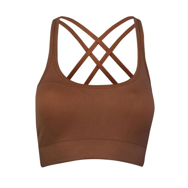 Stanik Fitness BeShaped Gym Queen Bezszwowy. Brązowe biustonosze BESHAPED, bez wzorów, z nylonu. Za 179.00 zł.