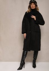 Czarny Jednorzędowy Płaszcz Futerko z Imitacji Zamszu z Kieszeniami Etanielis. Czarne płaszcze damskie Renee, l, bez wzorów, z dzianiny, eleganckie, bez kołnierzyka, bez kaptura. Za 239.99 zł.