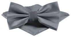 Mucha Męska w Zestawie z Poszetką - Alties - Popielata. Szare krawaty i muchy Alties, bez wzorów, eleganckie. Za 65.00 zł.