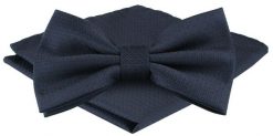 Mucha Męska z Poszetką w Zestawie - Alties - Głęboki Granat. Niebieskie krawaty i muchy Alties, bez wzorów, eleganckie. Za 65.00 zł.