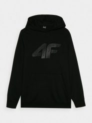 4F Bluza dresowa nierozpinana z kapturem męska - czarna L. Czarne bluzy sportowe męskie 4F, l, bez wzorów, z bawełny, z kapturem. Za 169.99 zł.