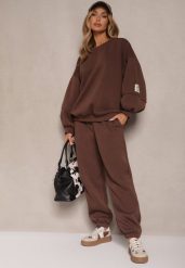 Brązowy Komplet Dresowy z Polarową Podszewką Bluza i Joggery Ziline. Brązowe bluzy damskie Renee, bez wzorów, z bawełny, eleganckie, bez ramiączek, bez kaptura. Za 159.99 zł.