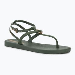 Sandały damskie Ipanema Atena. Zielone sandały damskie Ipanema, bez wzorów, z materiału, bez obcasa, bez zapięcia. Za 139.99 zł.