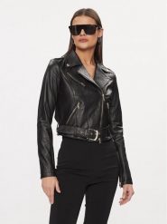 Patrizia Pepe Kurtka skórzana CO0732/L1HZ-K103 Czarny Regular Fit. Czarne kurtki damskie Patrizia Pepe, l, bez wzorów, ze skóry, bez kaptura. Za 2,579.00 zł.