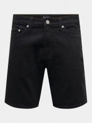 Only & Sons Szorty jeansowe Edge 22028012 Czarny Regular Fit. Czarne szorty męskie Only & Sons, bez wzorów, z bawełny. Za 99.99 zł.