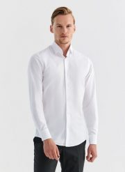 PAKO LORENTE – Koszula męska w kolorze białym P000B-1X-051-B-S. Białe koszule męskie Pako Lorente, m, bez wzorów, z bawełny, eleganckie, bez kołnierzyka, bez ramiączek. Za 199.99 zł.