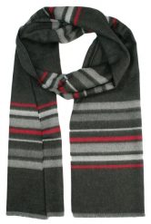 Szalik Miękki, Popielato-Szary w Paski, Firmy V.Fraas -Cashmink- Elegancki, Męski. Szare szaliki męskie V. Fraas, bez wzorów, z bawełny. Za 59.00 zł.