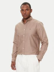 Tommy Hilfiger Koszula Solid Heritage MW0MW35774 Beżowy Regular Fit. Brązowe koszule męskie Tommy Hilfiger, m, bez wzorów, z bawełny, bez kołnierzyka, bez ramiączek. Za 299.99 zł.