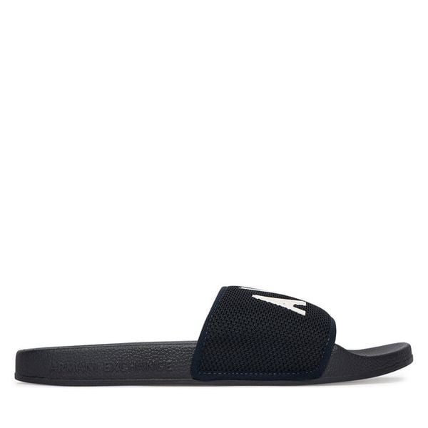 Klapki Armani Exchange. Niebieskie klapki męskie Armani Exchange, bez wzorów, bez zapięcia. Za 217.99 zł.