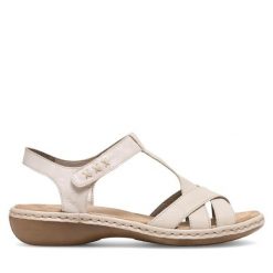 Sandały Rieker. Brązowe sandały damskie Rieker, bez wzorów, bez obcasa, na płaskiej podeszwie, bez zapięcia. Za 319.99 zł.