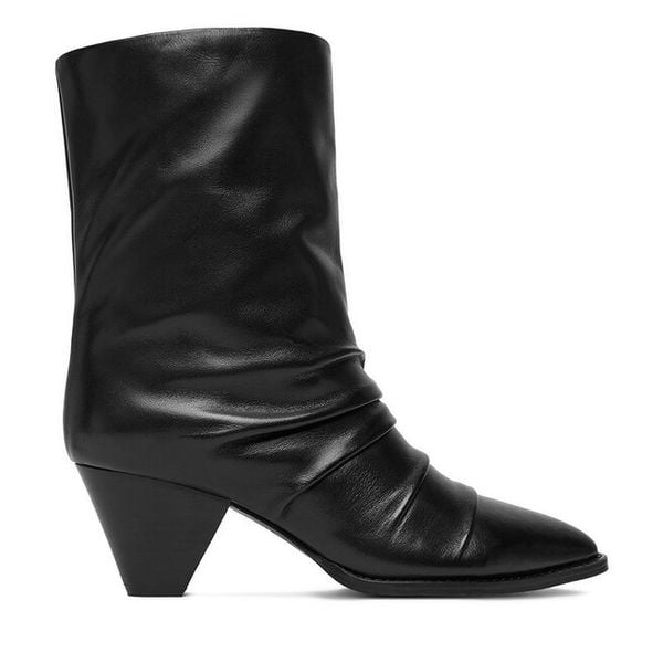 Botki Badura. Czarne botki damskie Badura, bez wzorów, bez obcasa, na słupku, bez zapięcia. Za 279.99 zł.