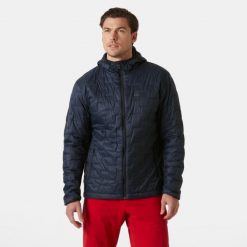 Wodoodporna kurtka z izolowanym kapturem Helly Hansen Lifaloft. Niebieskie kurtki sportowe męskie Helly Hansen, m, bez wzorów, narciarskie. W wyprzedaży za 843.50 zł.
