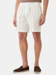 BOSS Szorty materiałowe H-Perin 50561858 Biały Tapered Fit. Białe szorty męskie Boss, bez wzorów, ze lnu. Za 799.99 zł.