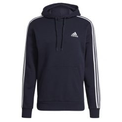 Bluza z kapturem adidas Essentials Fleece 3-Stripes, Mężczyźni. Białe bluzy męskie Adidas, m, bez wzorów, z dresówki, z kapturem, do piłki nożnej. Za 173.00 zł.