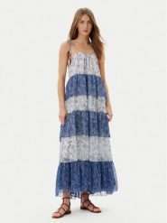 Pepe Jeans Sukienka letnia PL953739 Niebieski Loose Fit. Niebieskie sukienki damskie Pepe Jeans, na lato, m, bez wzorów, z jeansu, bez kołnierzyka, bez ramiączek. Za 339.99 zł.