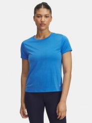 Damski T-shirt Under Armour UA Launch Shortsleeve-BLU. Niebieskie t-shirty damskie Under Armour, l, bez wzorów, z materiału, bez kołnierzyka, bez ramiączek. Za 191.36 zł.