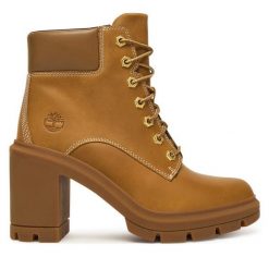 Botki Timberland. Brązowe botki damskie Timberland, bez wzorów, bez obcasa, na słupku, bez zapięcia. Za 579.99 zł.