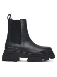 Tommy Hilfiger Sztyblety Leather Chunky Chelsea Boot FW0FW09679 Czarny. Czarne botki damskie Tommy Hilfiger, bez wzorów, ze skóry, bez obcasa, na płaskiej podeszwie, bez zapięcia. Za 699.99 zł.