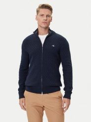 Gant Kardigan 8030263 Granatowy Regular Fit. Niebieskie swetry męskie GANT, l, bez wzorów, z bawełny, bez kołnierzyka, bez ramiączek. Za 579.99 zł.