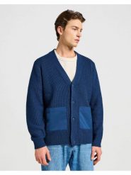 WRANGLER MĘSKI SWETER CARDIGAN BLUE 112357288 W8F5017358. Niebieskie swetry męskie Wrangler, m, bez wzorów, bez kołnierzyka, bez ramiączek. Za 199.99 zł.