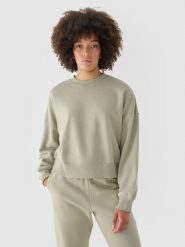 4F Bluza dresowa oversize nierozpinana bez kaptura damska - oliwkowa XXL. Brązowe bluzy damskie 4F, xs, bez wzorów, z bawełny, klasyczne, bez ramiączek, bez kaptura. W wyprzedaży za 69.99 zł.