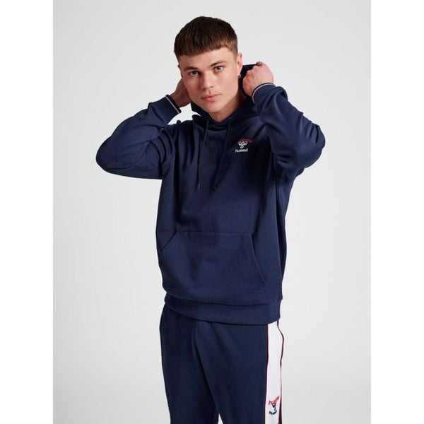 Bluza z kapturem Hummel IC Dayton. Niebieskie bluzy damskie Hummel, xs, bez wzorów, z bawełny, klasyczne, bez ramiączek, z kapturem. Za 310.35 zł.