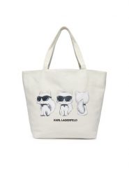 KARL LAGERFELD Torebka B4W50030 Kremowy. Białe shopperki damskie KARL LAGERFELD, bez wzorów, z materiału, bez dodatków. Za 389.99 zł.