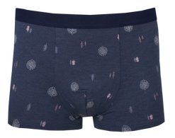 Obcisłe Bokserki, Majtki z Elastanem - Alties - Granatowe w Drzewka. Niebieskie bokserki męskie Alties, bez wzorów, z bawełny. Za 35.00 zł.