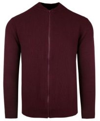 Lekki Sweter Męski Bawełniany na Zamek z Wysokim Dekoltem – Alties - Bordo. Czerwone swetry męskie Alties, l, bez wzorów, z bawełny, bez kołnierzyka, bez ramiączek. Za 199.00 zł.