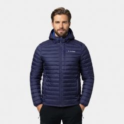 Kurtka męska puchowa Alpinus lekka Kiruna. Niebieskie kurtki męskie Alpinus, na jesień, m, bez wzorów, z materiału, biznesowe, z kapturem. Za 399.00 zł.